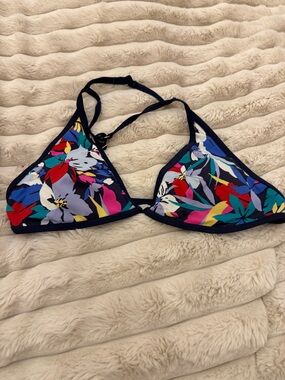 Abercrombie & Fitch Navy Floral Triangle Bikini Top - Multicolor